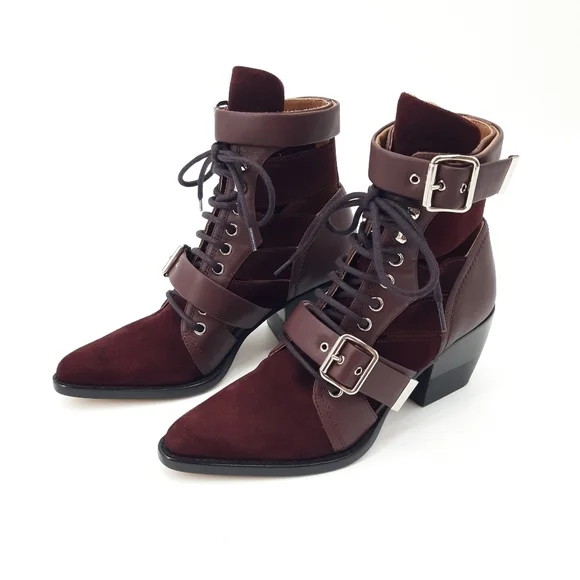 Chloe | Rylee Suede Ankle Boots in Deep Purple - Picture 11 of 11